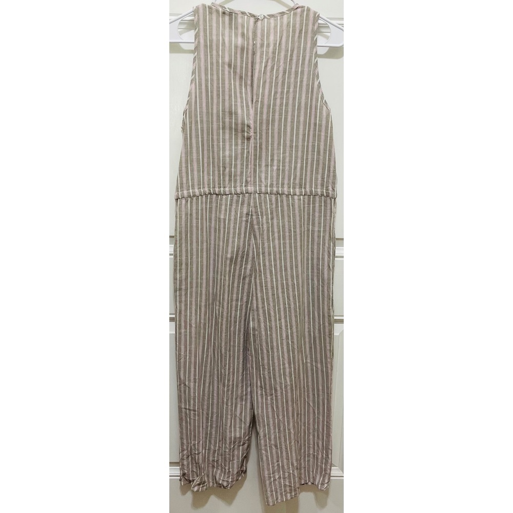 Drew Striped Jumpsuit Sleeveless Drawstring Waist Casual Beige Pink M